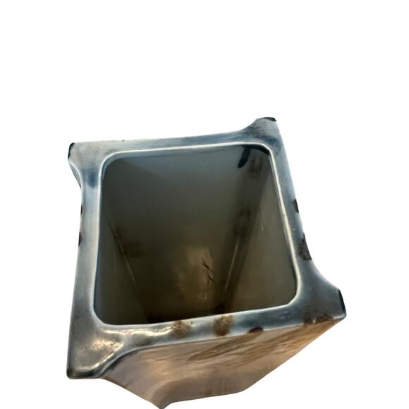 Zen Vase TOYO Japanese Handpainted Bamboo Pattern Ceramic MCM Retro Chic Square - Picture 5 of 11